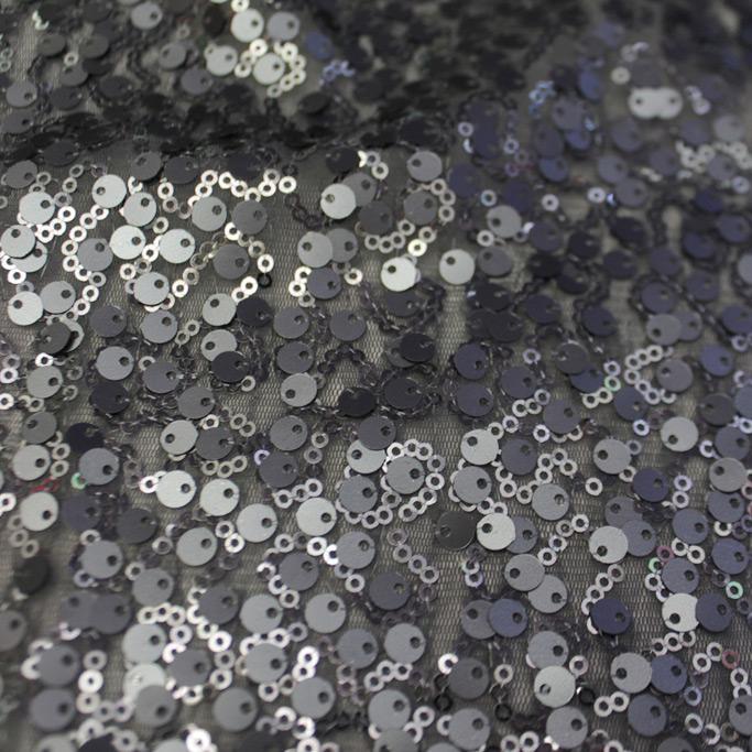 Marilyn Stretch Mesh Sequin Nylon Spandex Fabric - Embroidered Sequin Mesh, 56/58" Width, 215 GSM (1 Yard)