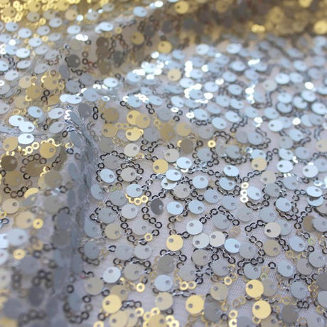 Marilyn Stretch Mesh Sequin Nylon Fabric - Embroidered Sequin, 56/58" Width, 215 GSM (1 Yard)