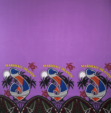 Peachskin Fabric Marshall Islands Hook Palm Trees Sea Turtles Single Border