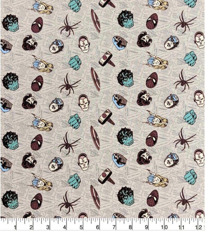 Knit Fabric Marvel Power Icons Stretchy 58" Wide