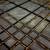 Glitter Stretch Mesh Black Plaid