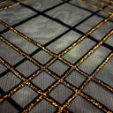 Mary Jane Glitter Stretch Mesh Polyester Spandex Fabric - Plaid, Black Flocking, Glitter, 54" Usable Width (1 Yard)