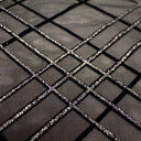Mary Jane Glitter Stretch Mesh Polyester Spandex Fabric - Plaid, Black Flocking, Glitter, 54" Usable Width (1 Yard)