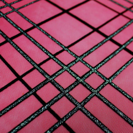 Glitter Stretch Mesh Black Plaid