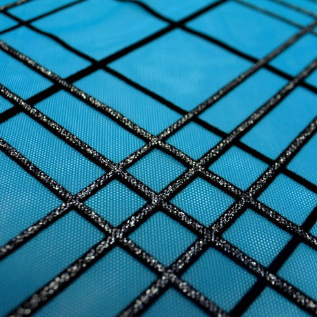 Glitter Stretch Mesh Black Plaid