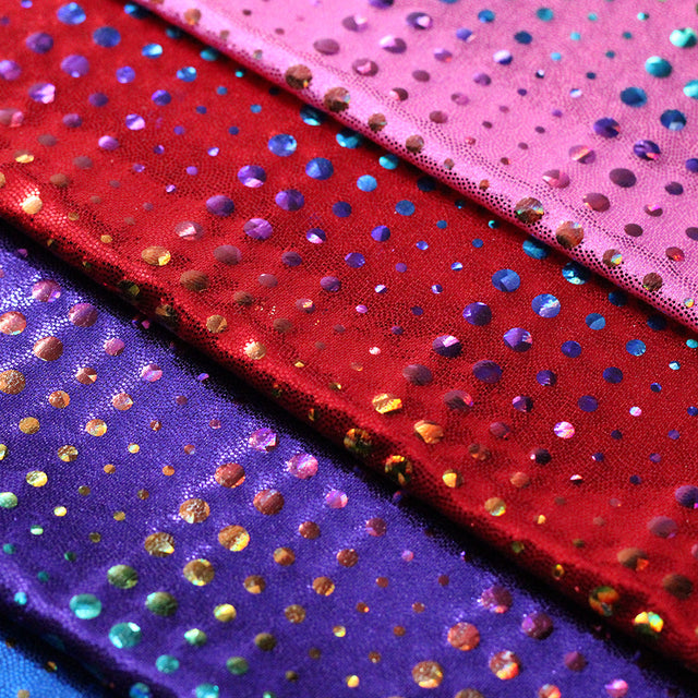 Matrix Tracer Nylon Spandex Fabric - Multicolor Polka Dots Hologram, 58/60" Width (1 Yard)