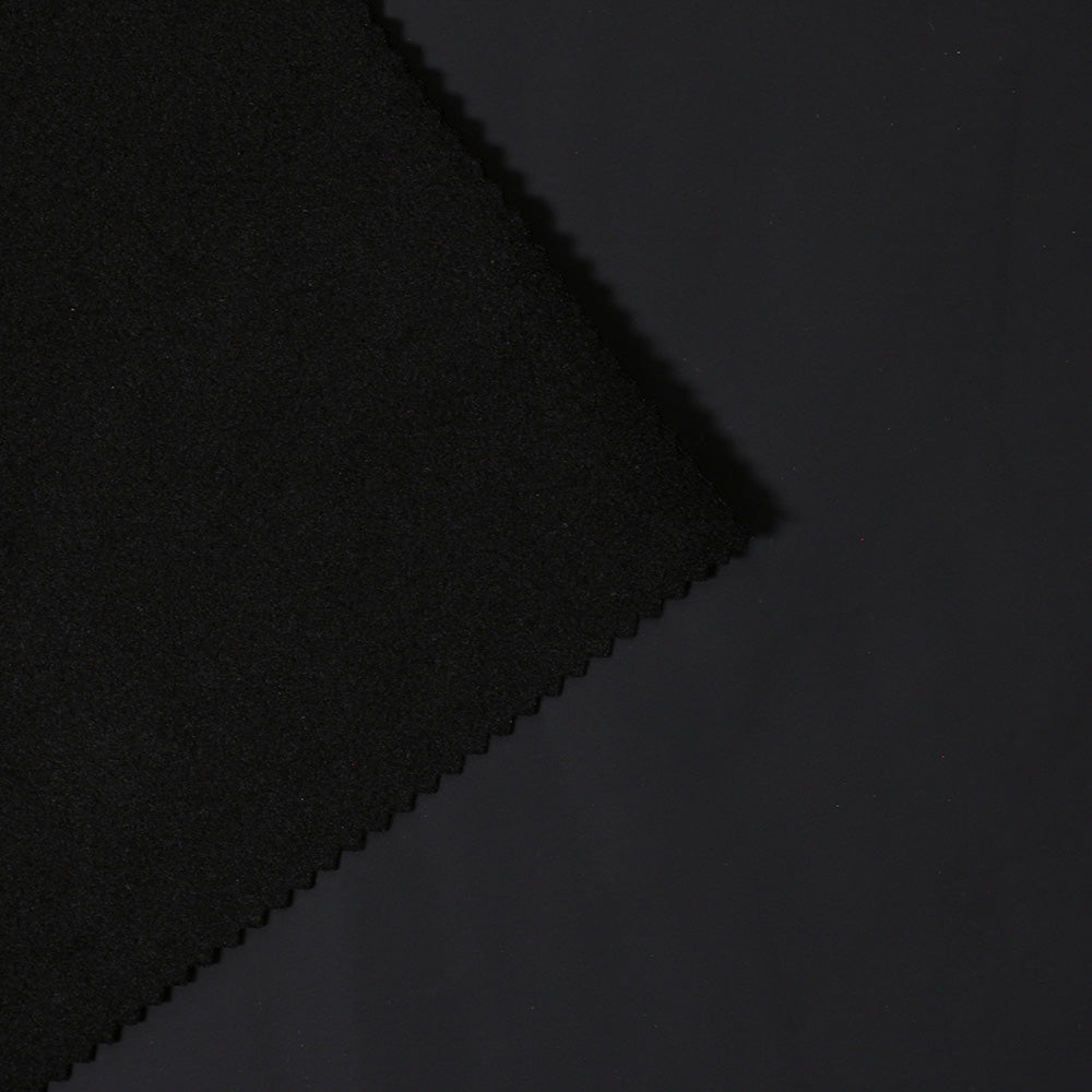 Matte Brushed Vinyl Polyester Spandex Fabric - Black, Matte Exterior, Brushed Interior, 55" Width, 210 GSM (1 Yard)