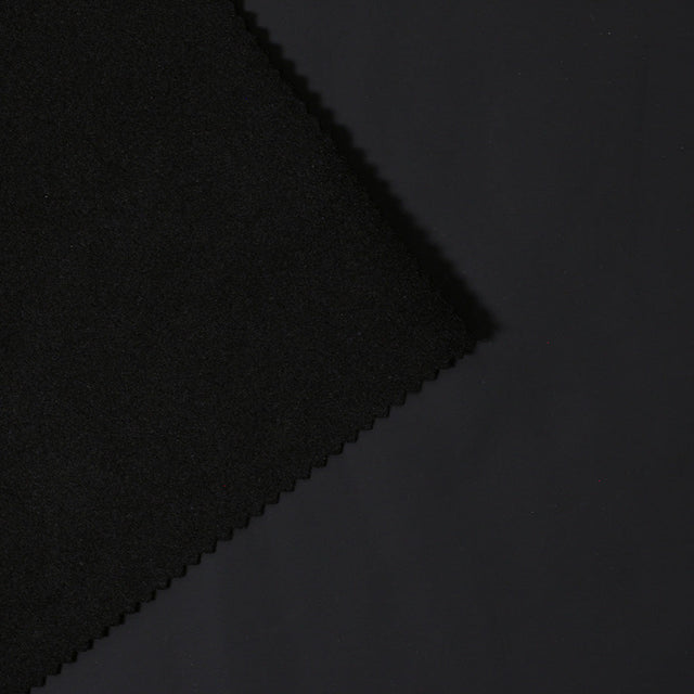 Matte Brushed Vinyl Polyester Spandex Fabric - Black, Matte Exterior, Brushed Interior, 55" Width, 210 GSM (1 Yard)
