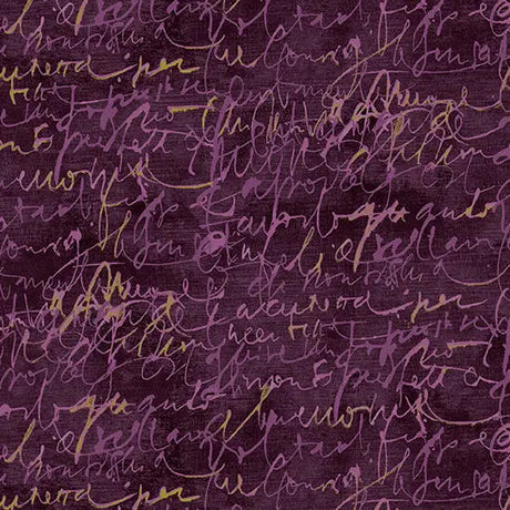 Cotton Print Mauve Fluidity Script Fabric