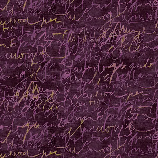 Cotton Print Mauve Fluidity Script Fabric