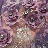 3D Floral Beaded Lace Mesh