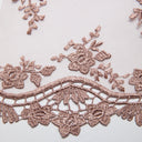 1 yarda de tela de encaje bordado elegante con diseño floral delicado, ancho 52"
