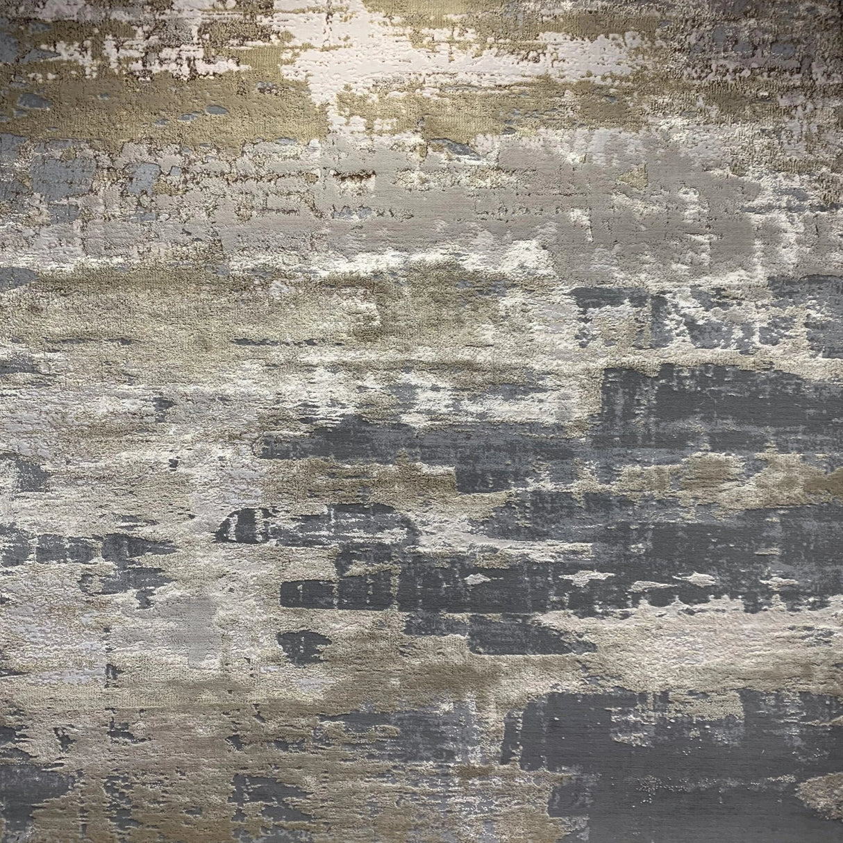 Maximus 185 Polyester Viscose Blend Fabric - Beige/Golden Watercolor Abstract Design, Flat Weave, 7'6" X 10'3" (1 Rug)