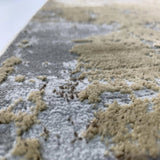 Maximus 185 Polyester Viscose Blend Fabric - Beige/Golden Watercolor Abstract Design, Flat Weave, 7'6" X 10'3" (1 Rug)