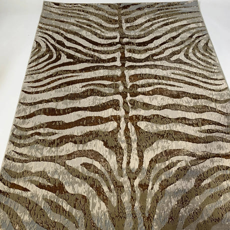 Maximus 187 Polyester Viscose Blend Fabric - Safari Zebra Animal Print, Color-Changing Flat Weave, 7'6" X 10'3" (1 Rug)