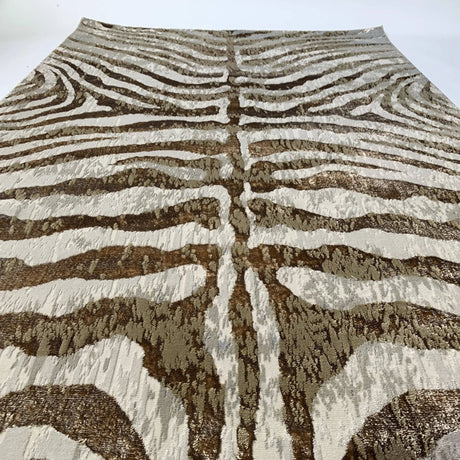 Maximus 187 Polyester Viscose Blend Fabric - Safari Zebra Animal Print, Color-Changing Flat Weave, 7'6" X 10'3" (1 Rug)