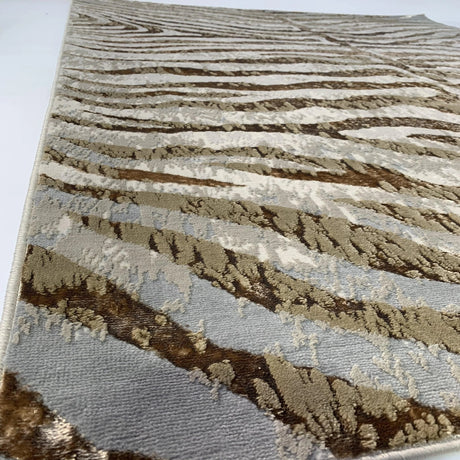 Maximus 187 Polyester Viscose Blend Fabric - Safari Zebra Animal Print, Color-Changing Flat Weave, 7'6" X 10'3" (1 Rug)