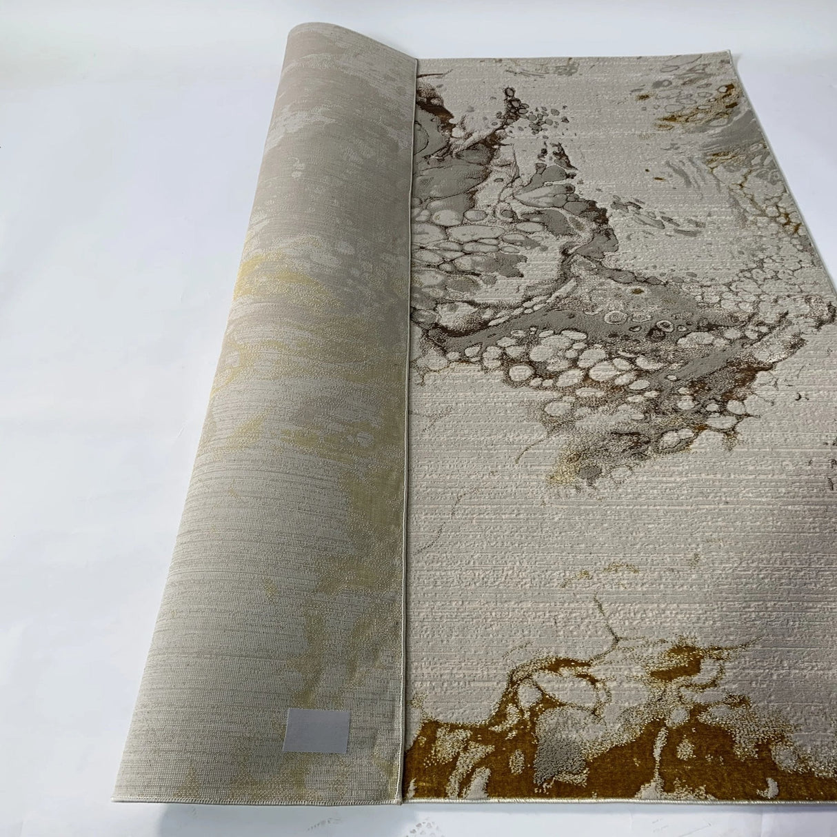 Maximus 188 Polyester Viscose Fabric - Abstract Color-Changing Flat Weave, Golden, 7'6" X 10'3", 5'3" X 7'5" (1 Rug)