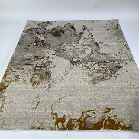 Maximus 188 Polyester Viscose Fabric - Abstract Color-Changing Flat Weave, Golden, 7'6" X 10'3", 5'3" X 7'5" (1 Rug)