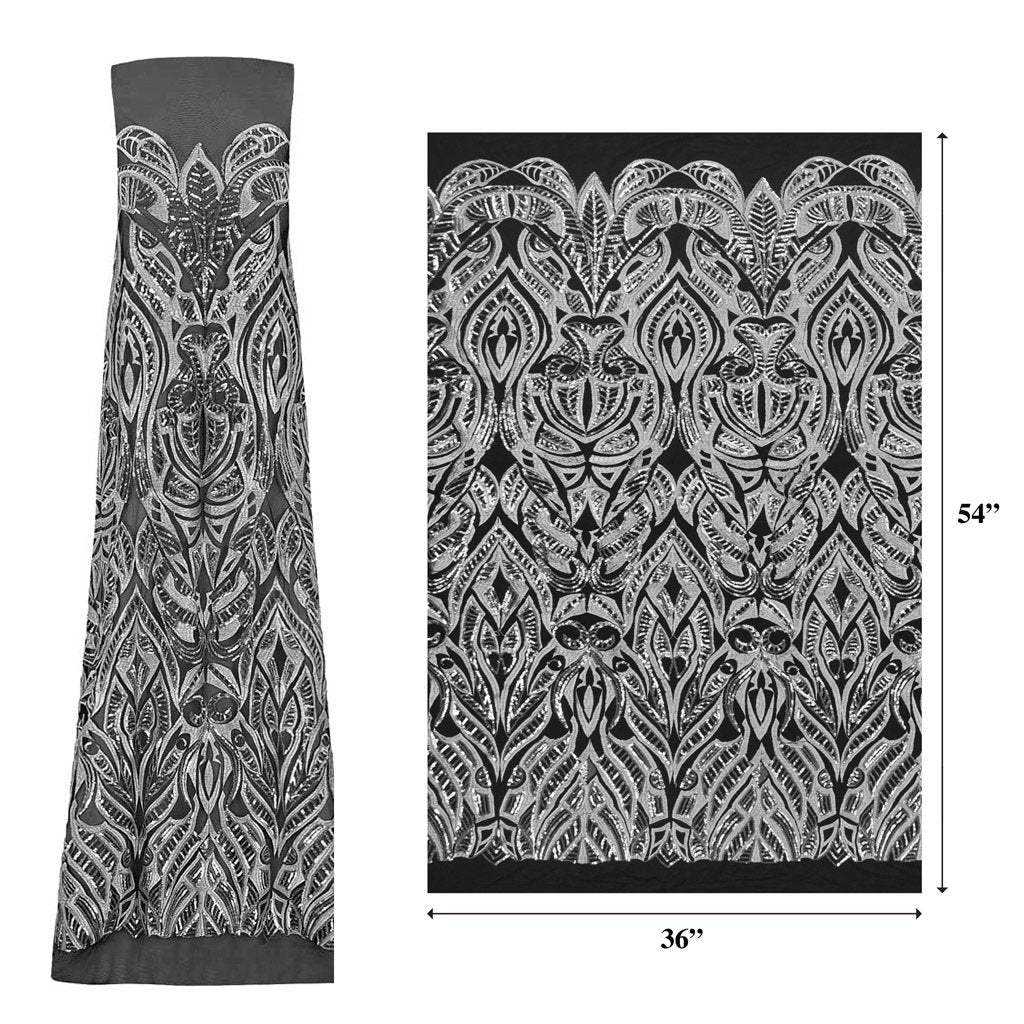Maya Stretch Mesh Sequin Fabric - Embroidered Sequin, 54" Width (1 Yard)