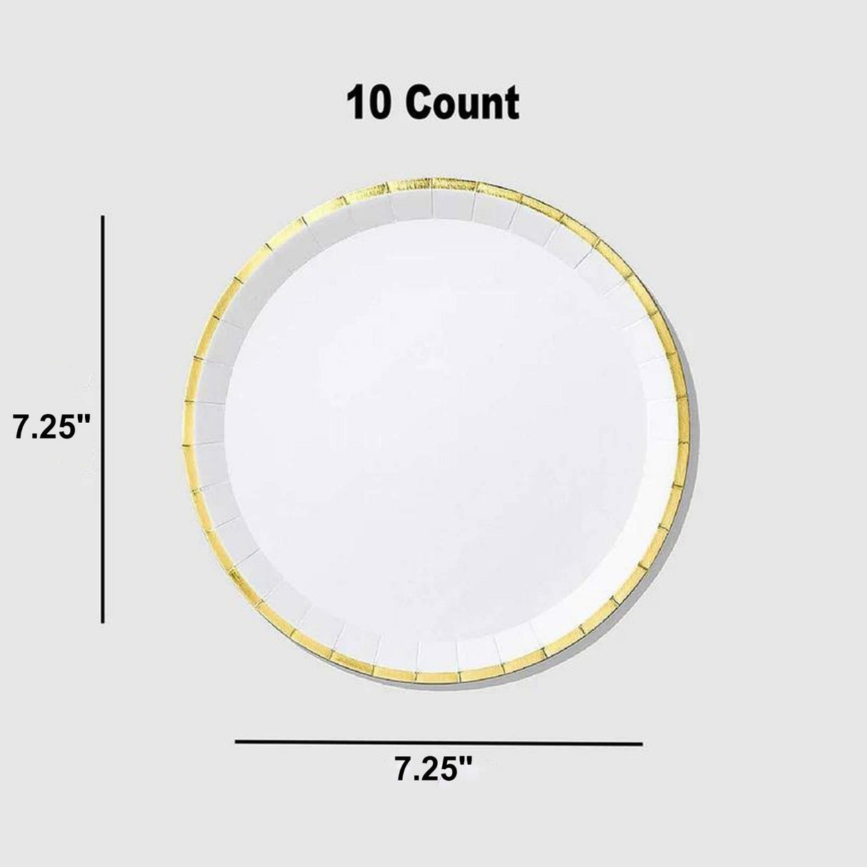 10 Count White Gold Large Paper Plates 9.25 Inch Elegant Party Plates for Events and Dining