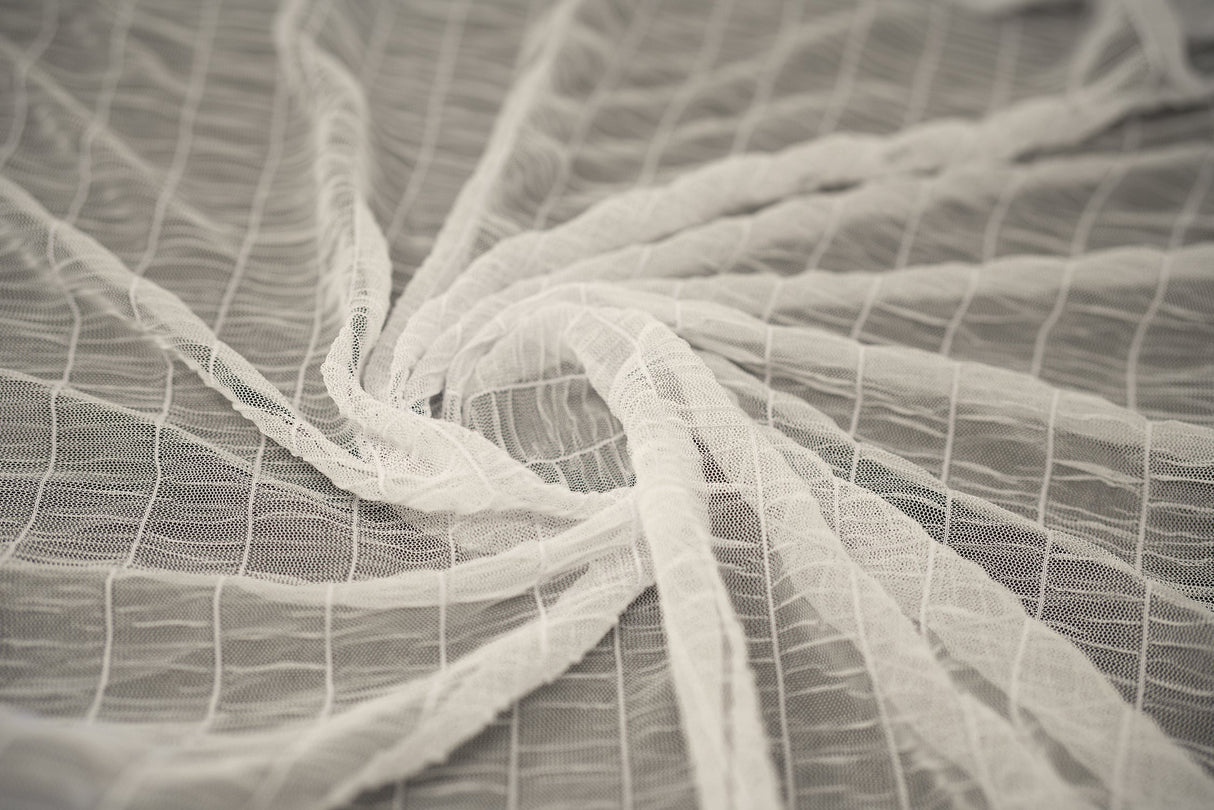 Melody Gathered Stretch Mesh Fabric - Polyester Spandex Fabric, Gathered Mesh, 58/60" Width (1 Yard)