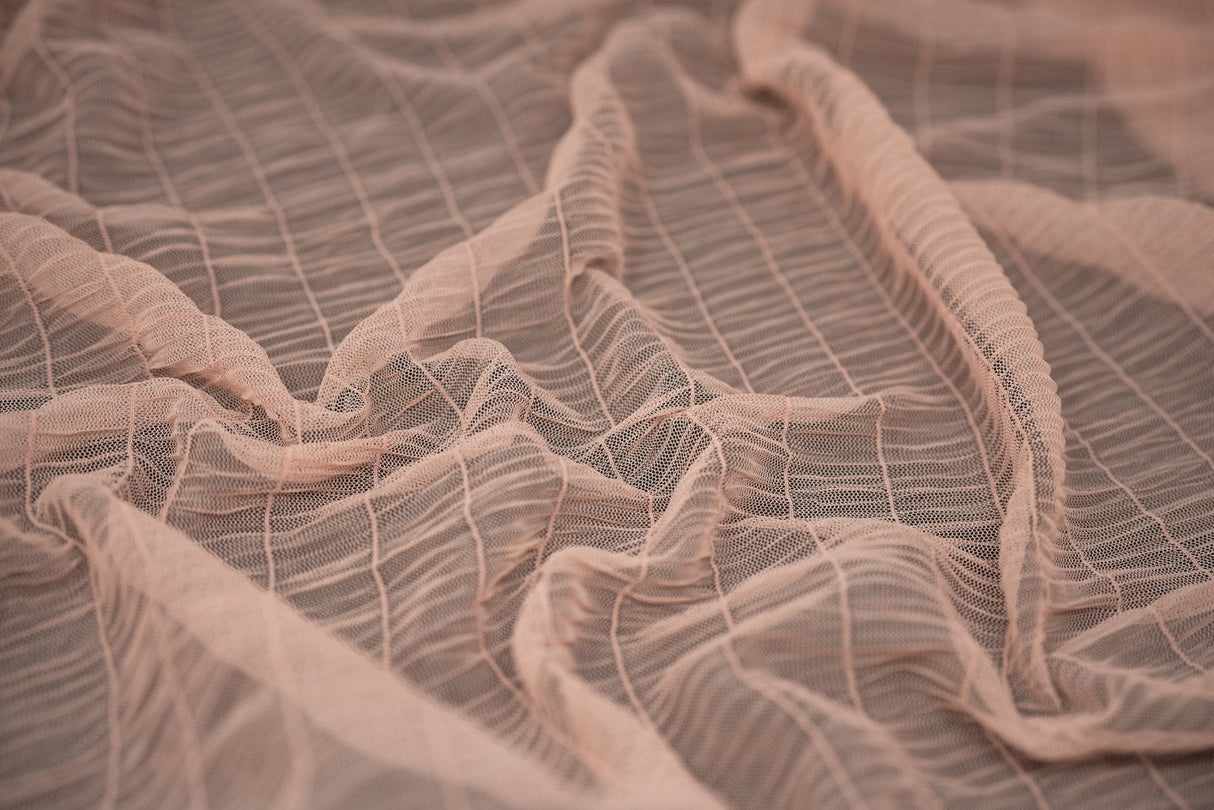 Melody Gathered Stretch Mesh Polyester Spandex Fabric - Gathered Mesh, 58/60" Width (1 Yard)