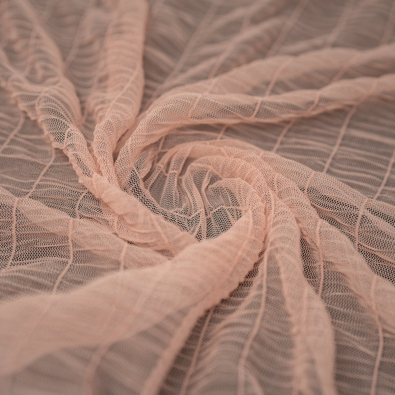 Melody Gathered Stretch Mesh Fabric - Polyester Spandex Fabric, Gathered Mesh, 58/60" Width (1 Yard)