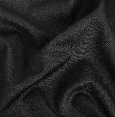 Black Polyester Suiting Fabric - Black Woven, 58" Wide (1 Yard)
