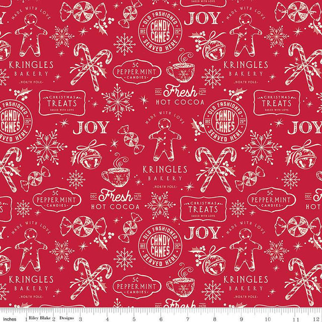 Quilting Cotton Merry Little Christmas Treats Red Riley Blake