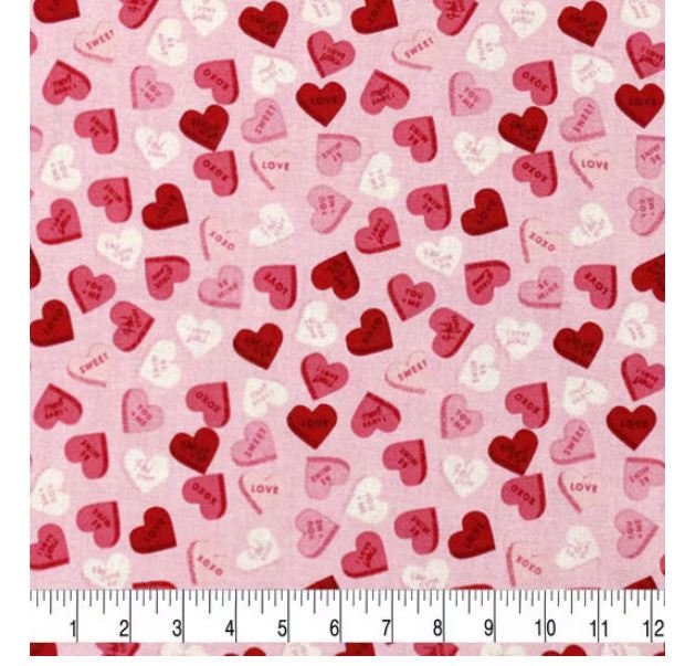 Quilting Cotton Message From The Heart Pink Valentine’s Day