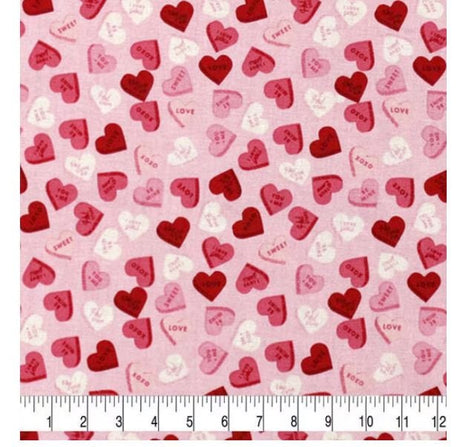Quilting Cotton Message From The Heart Pink Valentine’s Day