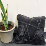Golden Faux Fur Glow Fluffy Pillow Polyester Fabric - Black Moon With Gold Foil, 20" X 20" (1 Pillow)