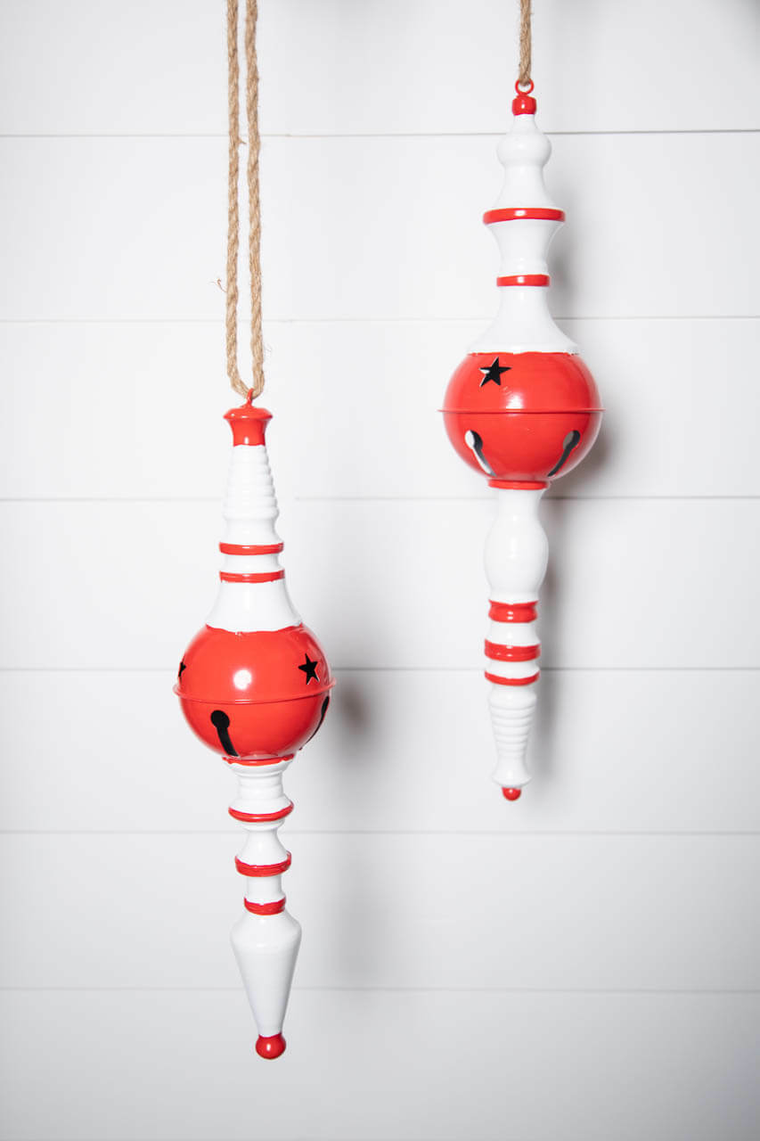 20" Metal Peppermint Holiday Finial Ornament - Small