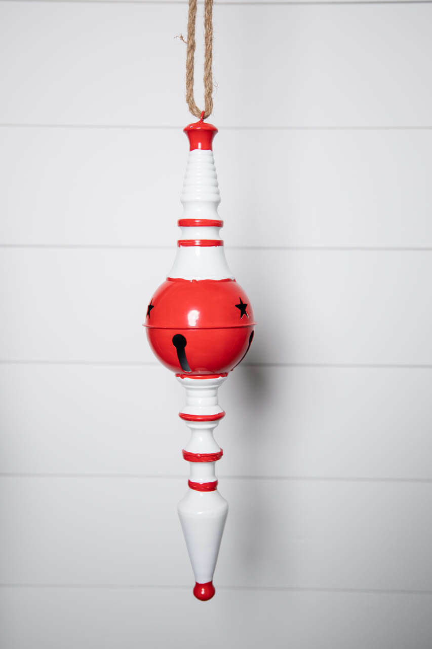 20" Metal Peppermint Holiday Finial Ornament - Small