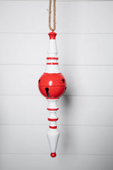 20 Inchi Metal Peppermint Holiday Finial Ornament Vintage Red & White Christmas Décor