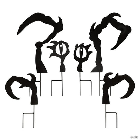 RADYAN Metal Monster Silhouette Yard Stakes Halloween Decoration Set shown in a clear product image