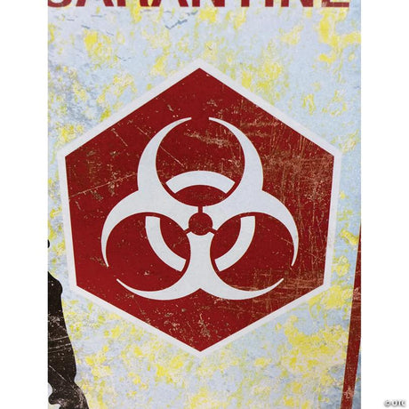 RADYAN Metal Zombie Outbreak Warning Sign for Haunted Displays and Halloween Decor shown in a clear product image