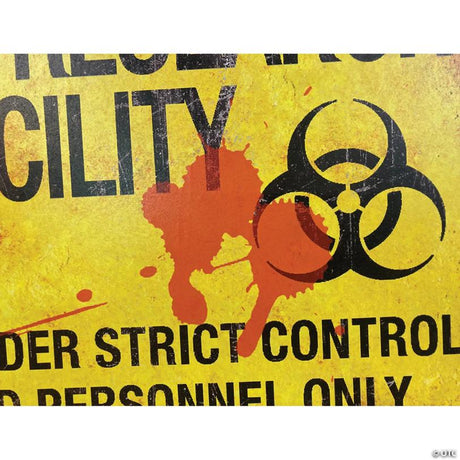 RADYAN Metal Zombie Research Warning Sign for Outdoor Halloween Decor shown in a clear product image