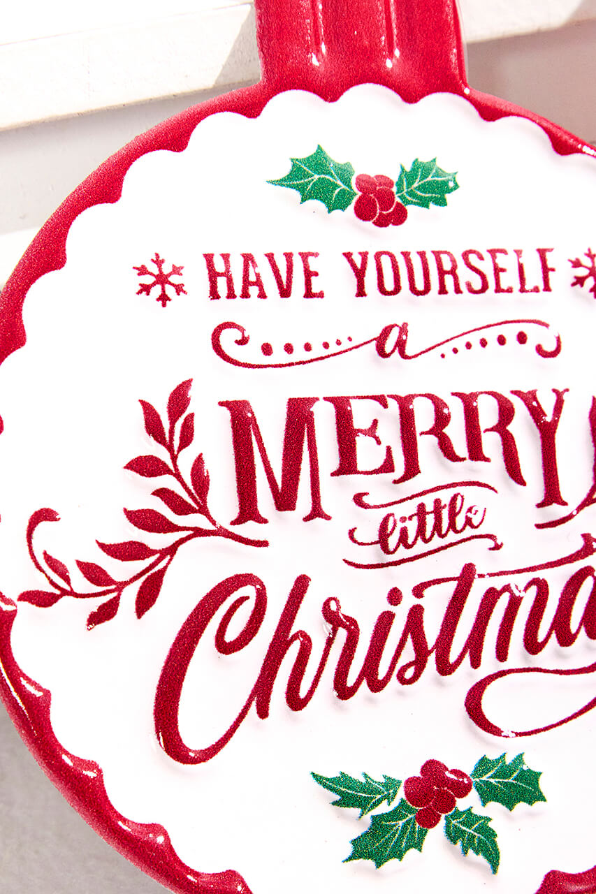 7" Metal Merry Christmas Ornament Sign