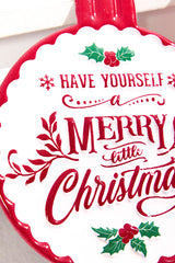 7" Metal Merry Christmas Ornament Sign