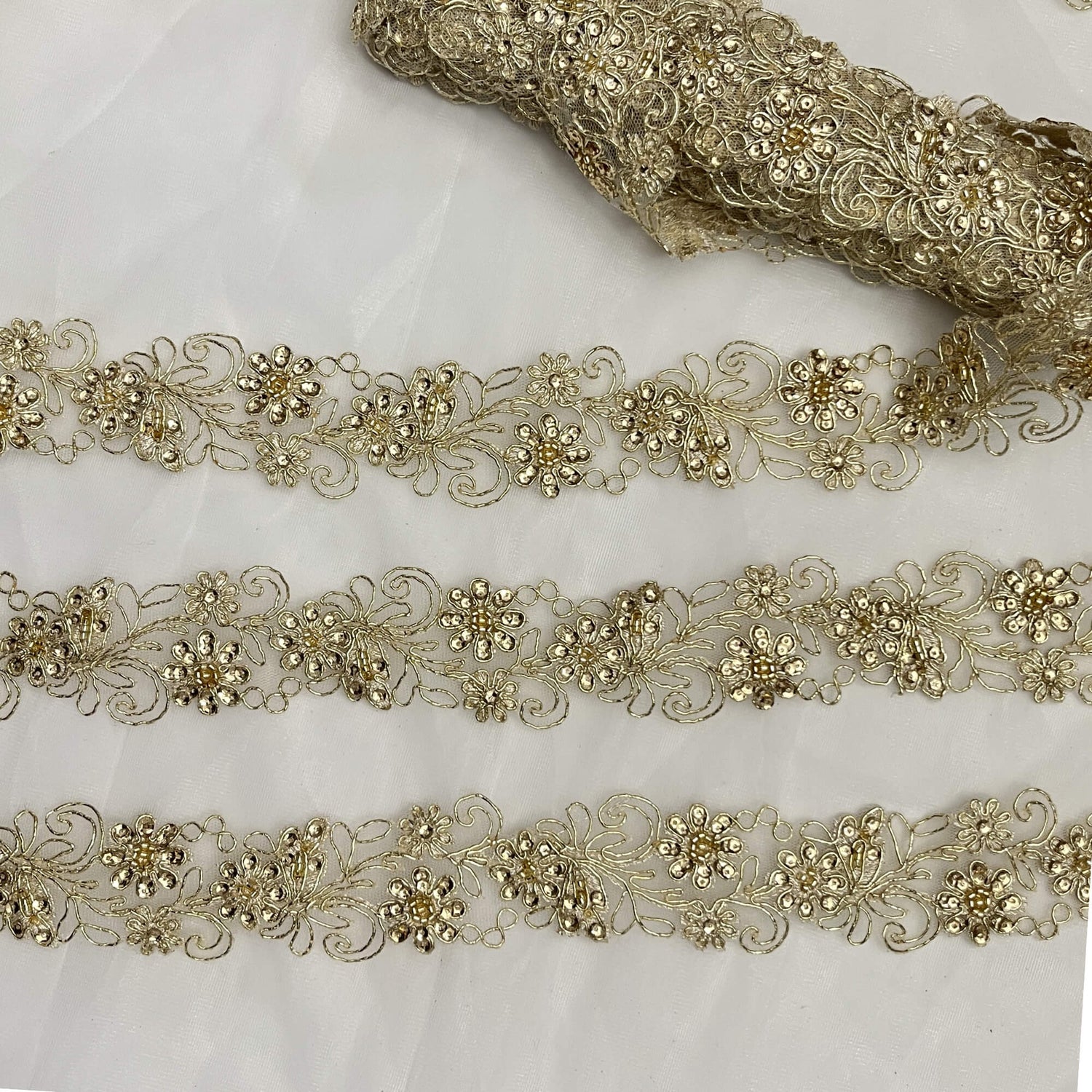 Beaded Corded Lace Trim