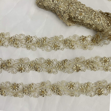 Beaded Corded Lace Trim 2"