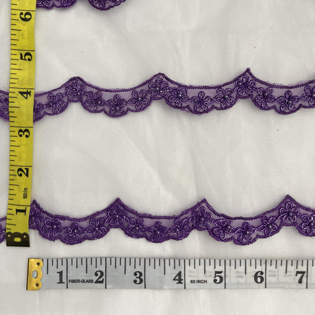 Beaded Corded Lace Trim 1" Wide