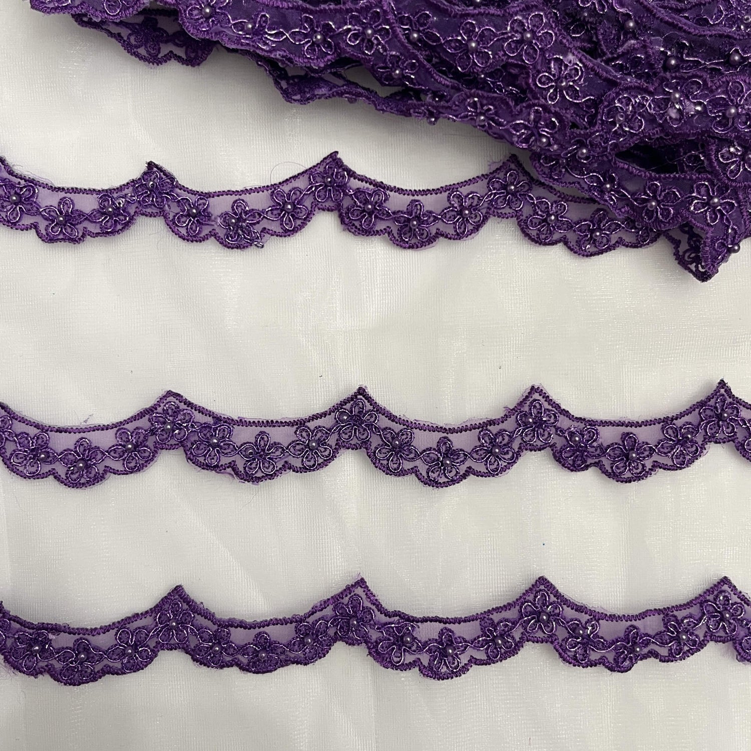 Beaded Corded Lace Trim