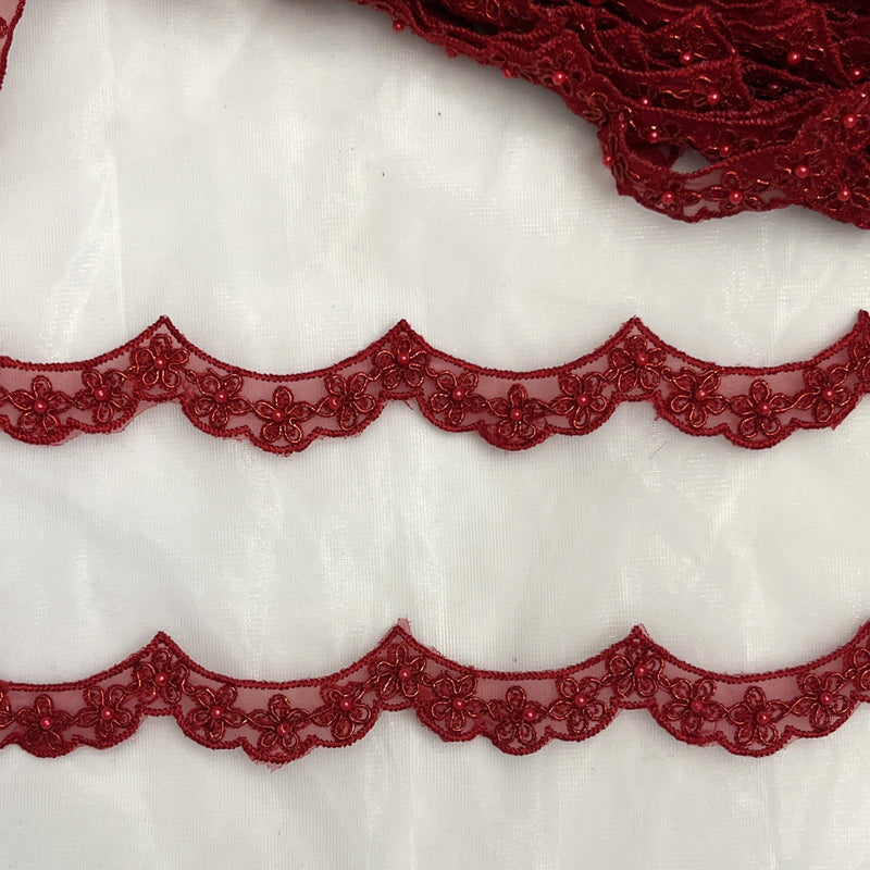 Beaded Corded Lace Trim 1" Wide