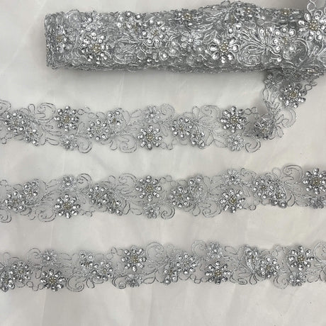 Beaded Corded Lace Trim 2"