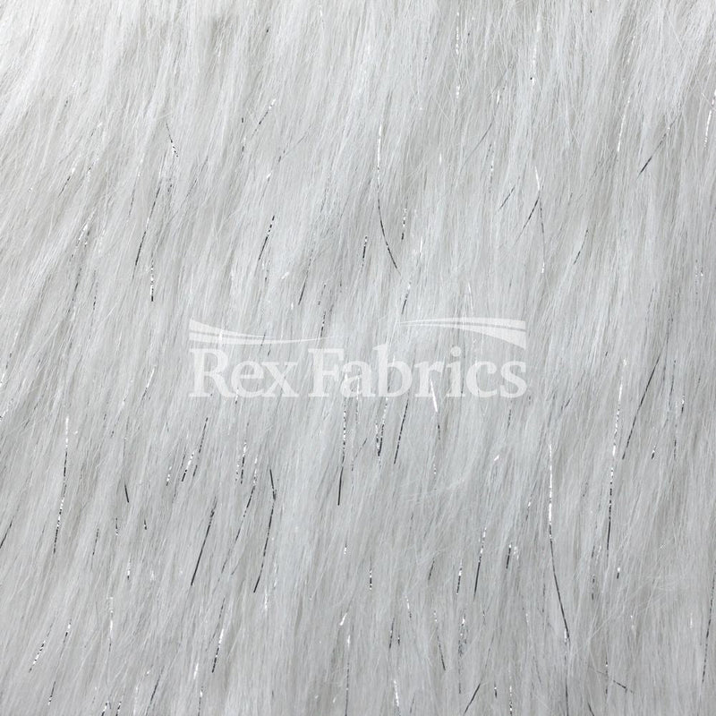 Metallic Fuzz Acrylic Poly Blend Fabric - Black or White, Faux Fur Texture, 61" Width (1 Yard)