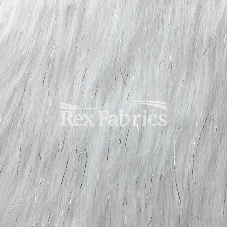 Metallic Fuzz Acrylic Poly Blend Fabric - Black or White, Faux Fur Texture, 61" Width (1 Yard)