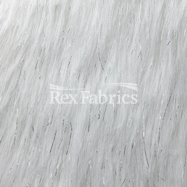 Metallic Fuzz Acrylic Poly Blend Fabric - Black or White, Faux Fur Texture, 61" Width (1 Yard)